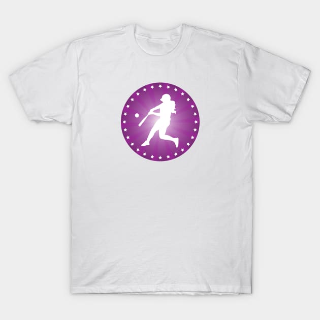 Softball Batter In Purple T-Shirt by PureJoyCraft